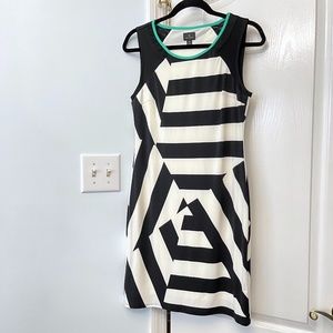 Geometric Striped Dress, Mesh, Worthington Sz S